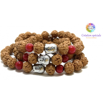 RUDRAKSHA & BOUDDHA & BAMBOU CORAIL 8 MM