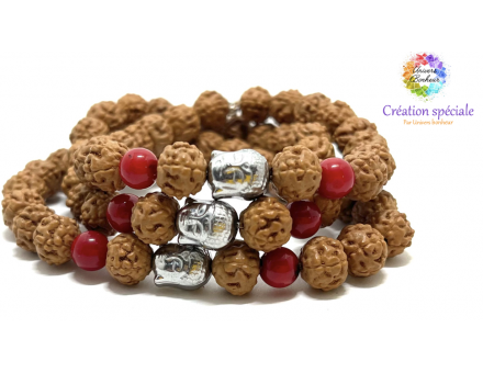 RUDRAKSHA & BOUDDHA & BAMBOU CORAIL 8 MM