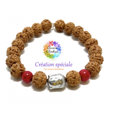 RUDRAKSHA & BOUDDHA & BAMBOU CORAIL 8 MM