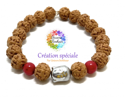 RUDRAKSHA & BOUDDHA & BAMBOU CORAIL 8 MM