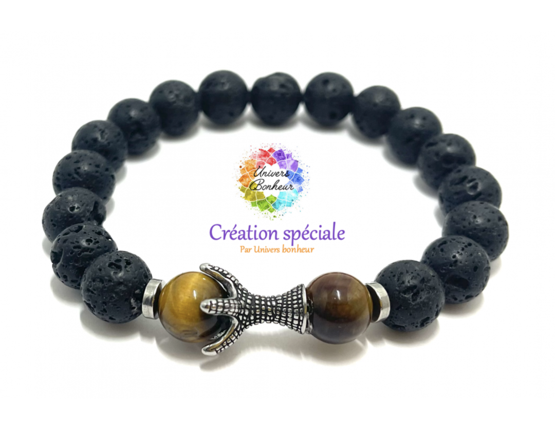 BRACELET CRÉATION GRIFFE 10 MM - OEIL DU TIGRE