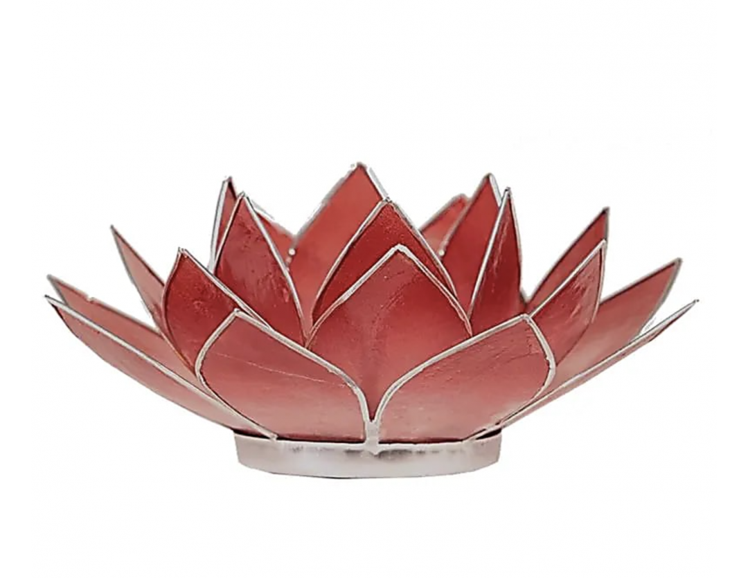 ECLAIRAGE LOTUS  ROSE BORDS ARGENT