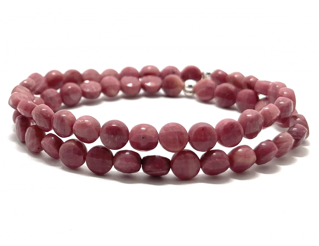 RHODONITE PLATE FACETTE - BRACELET LITHOTHÉRAPIE